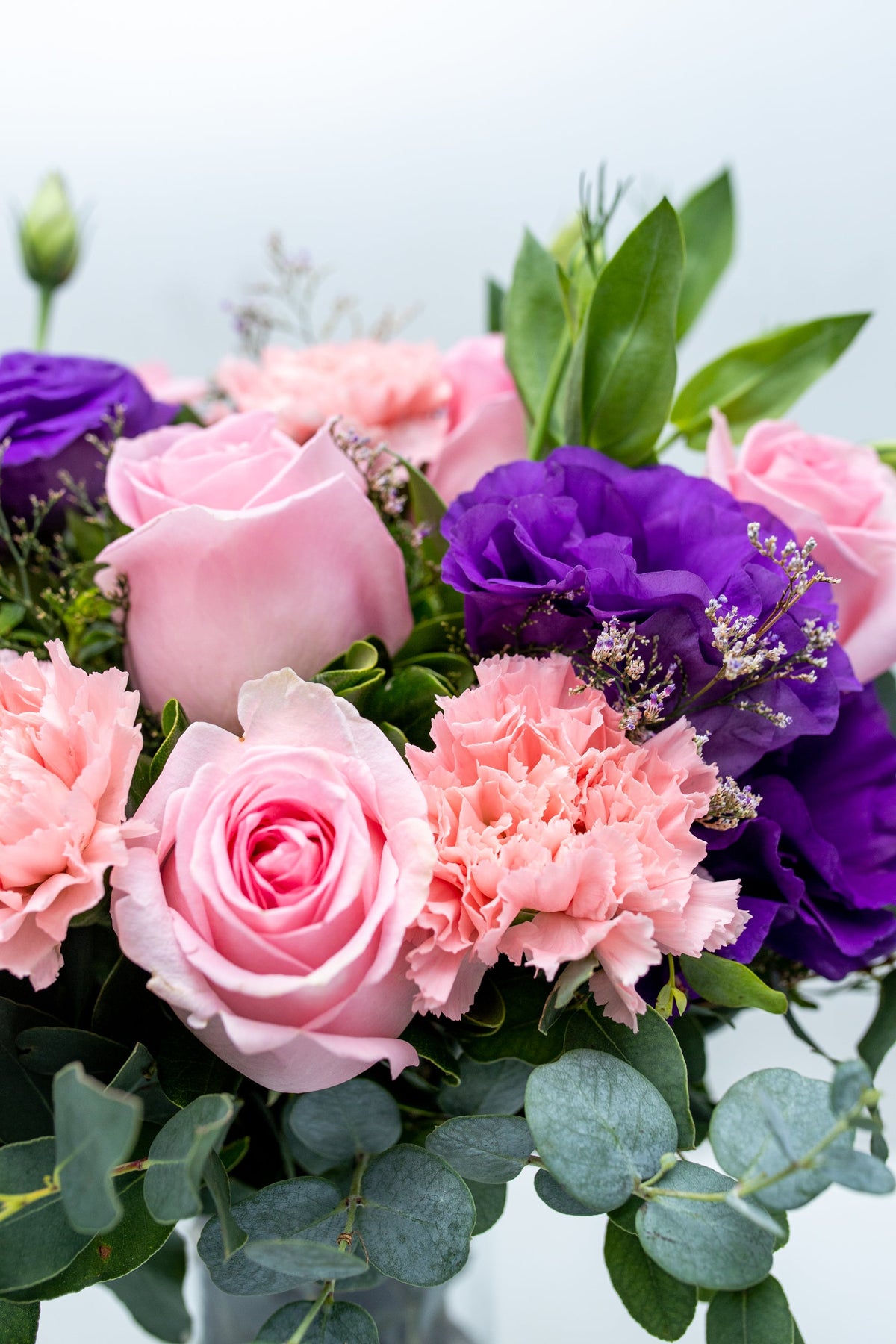 Nobleza / Rosa Clarita, Lisianthus Morado y Clavel Rosa SALTILLO