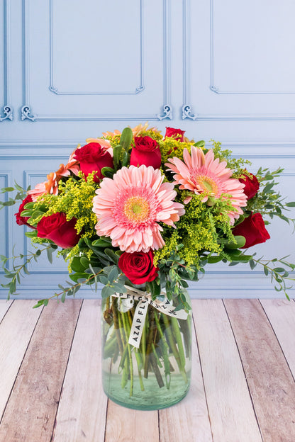 Baila Conmigo - Gerbera Rosa y Rosa Roja ACA