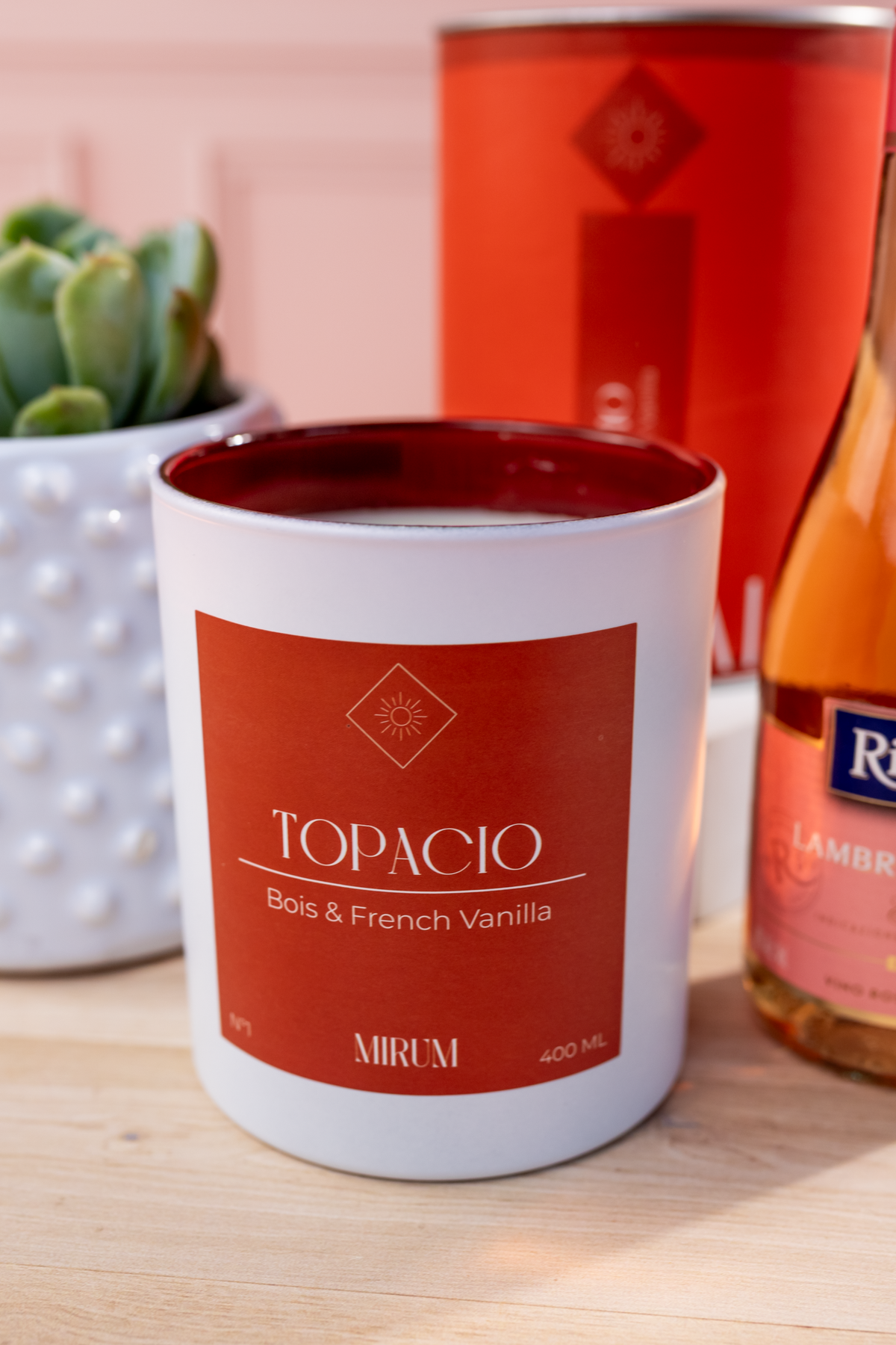 Mirium Topaz Candle Kit - with Rosé Wine and Succulent