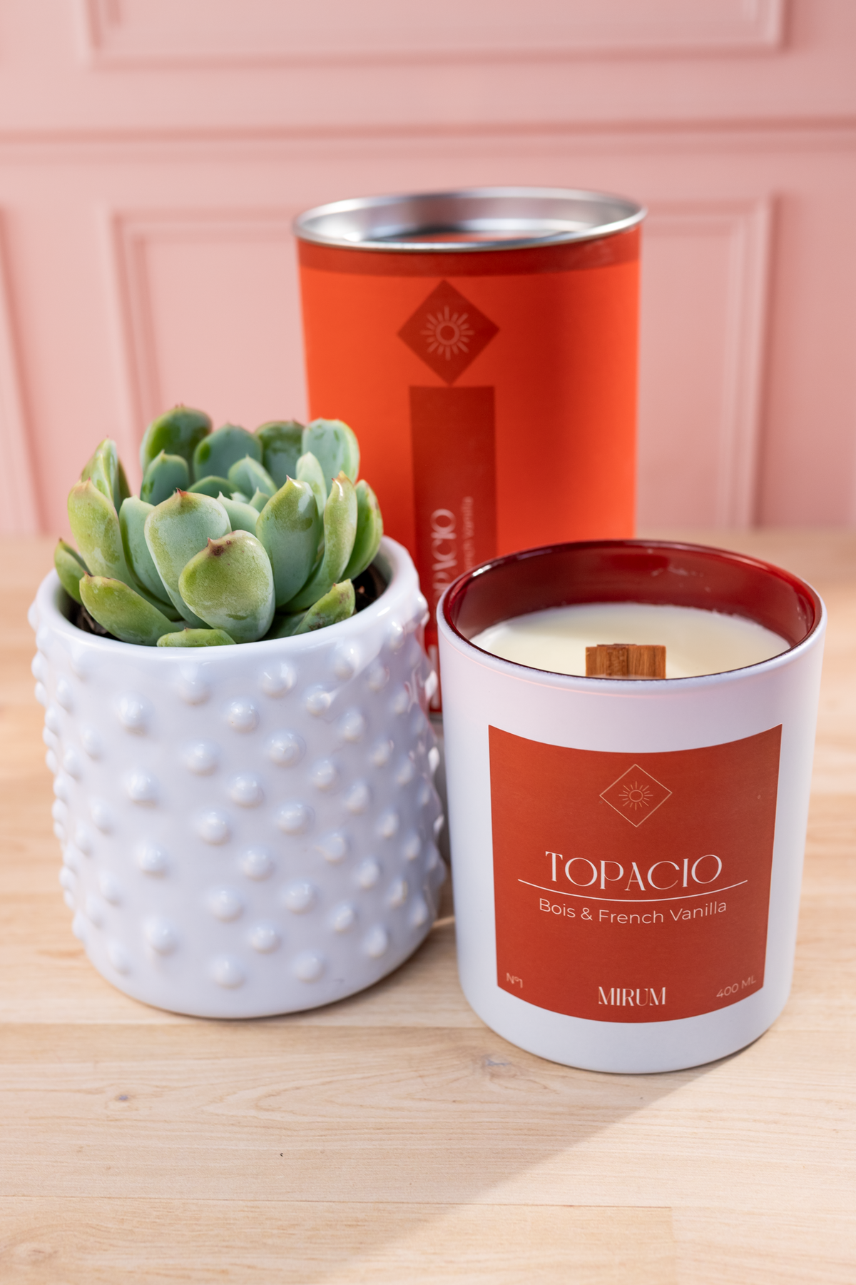 Mirium Topaz Candle Kit - with Rosé Wine and Succulent
