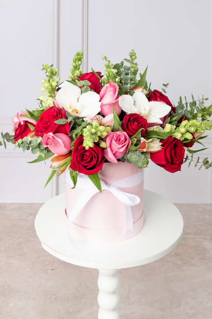 Destino - Caja de Rosas Rojas y Rosas con Orquídea CH/IXT