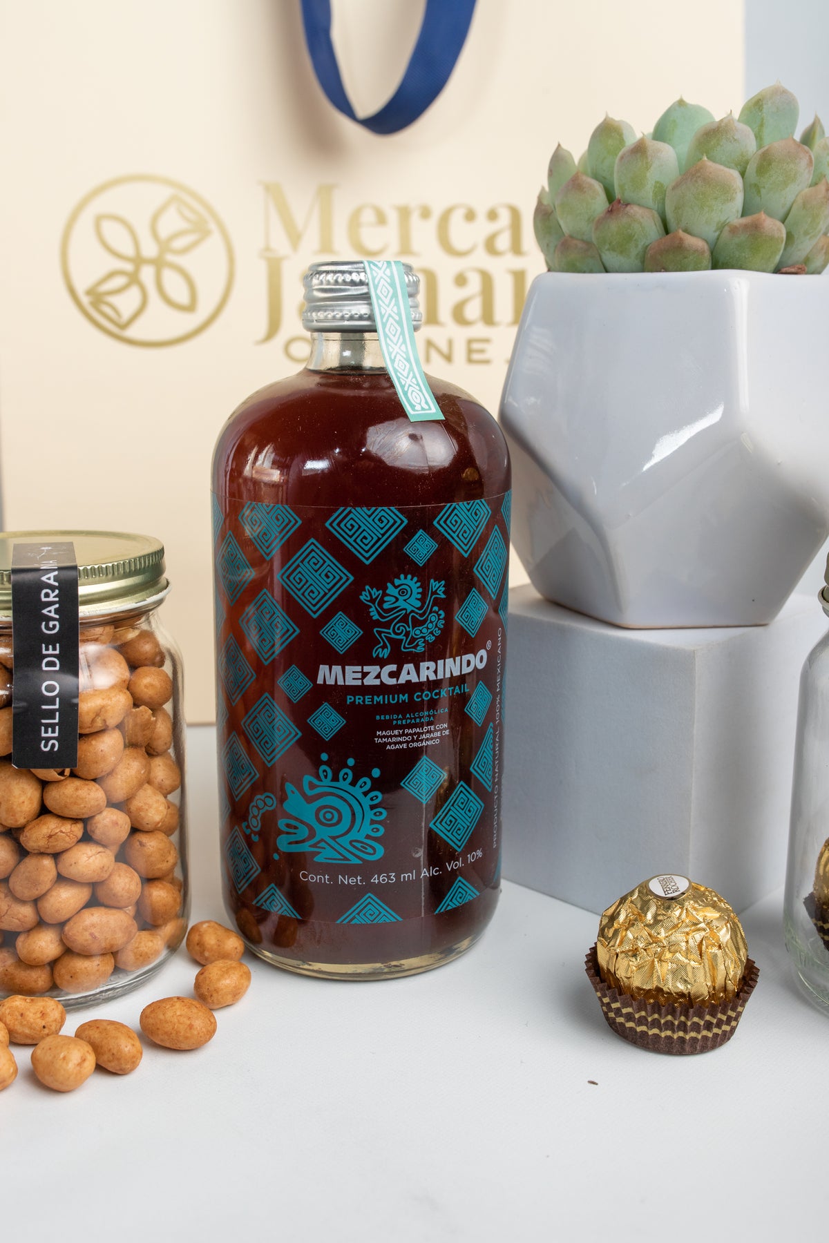 Mezcarindo Kit - Mezcal, Chocolates, Peanuts and Succulent