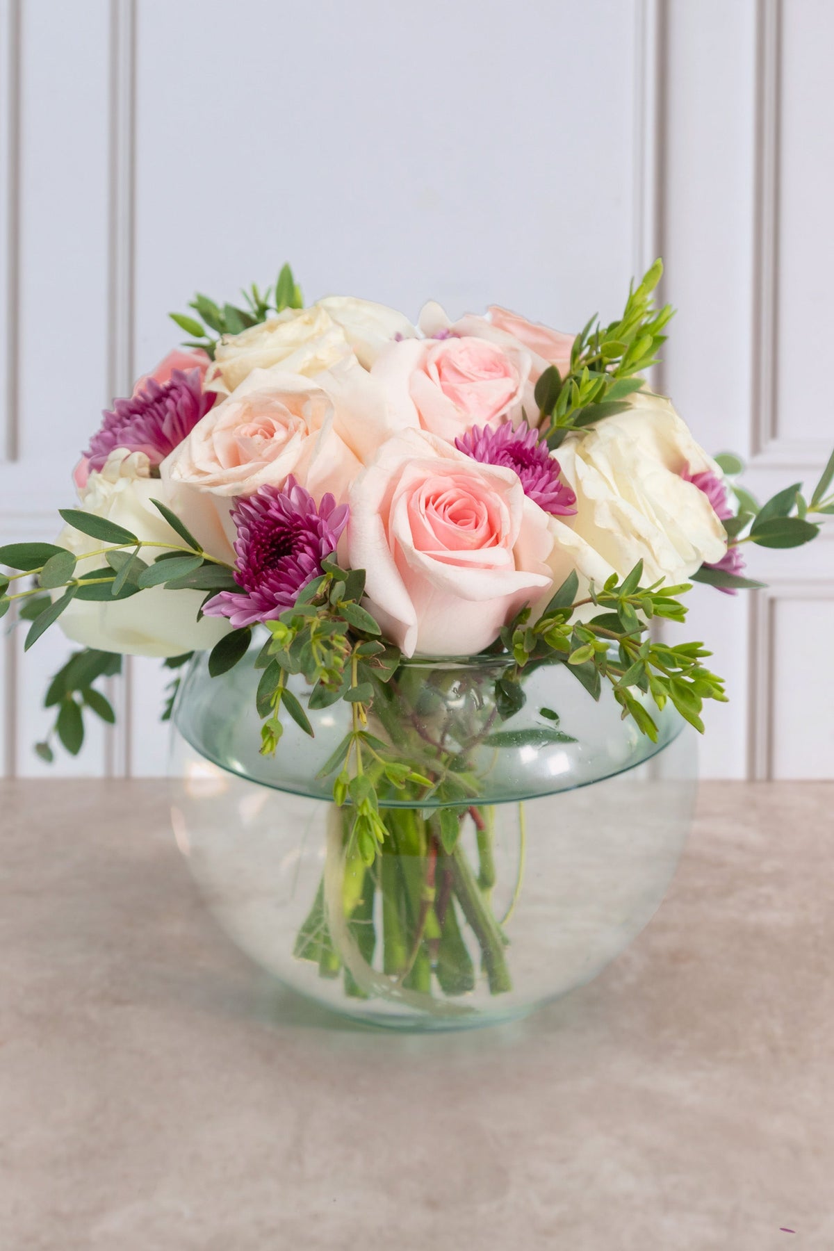 Centerpiece 13 - White Rose and Light Rose.
