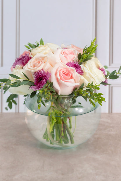 Centerpiece 13 - White Rose and Light Rose.