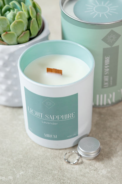 Mirium Light Sapphire Candle Kit - with Rosé Wine and Succulent