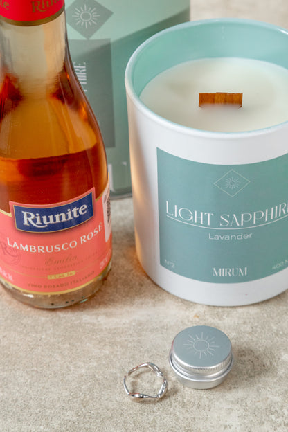 Mirium Light Sapphire Candle Kit - with Rosé Wine and Succulent
