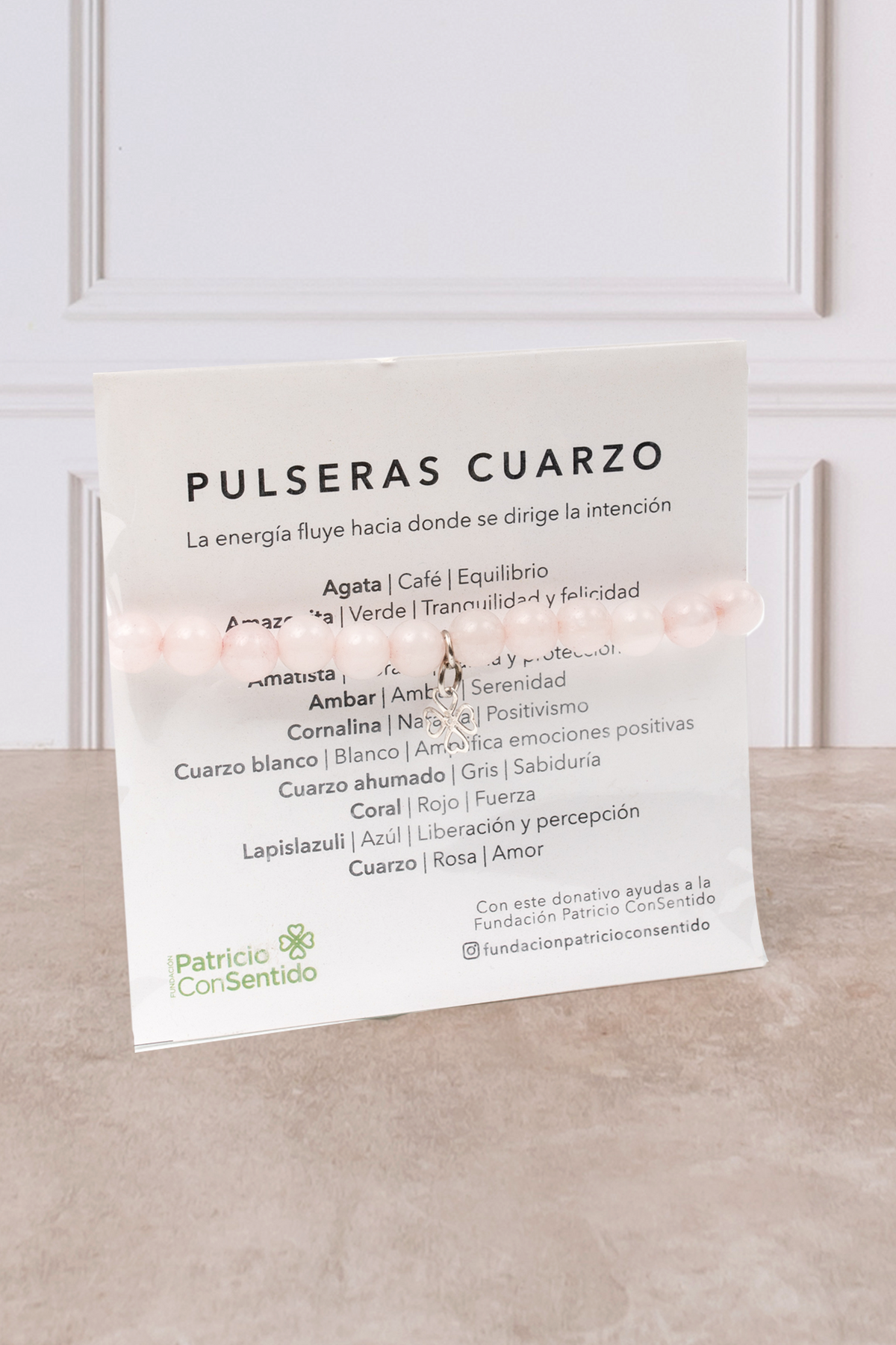 Pulsera Cuarzo + Luz Eterna - Lilium y Clavel Blanco