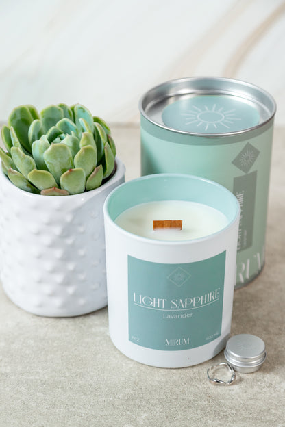 Mirium Light Sapphire Candle Kit - with Rosé Wine and Succulent