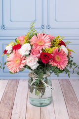 Colores Alegres - Gerbera Rosa, Rosa Roja y Clarita CDMX Sur